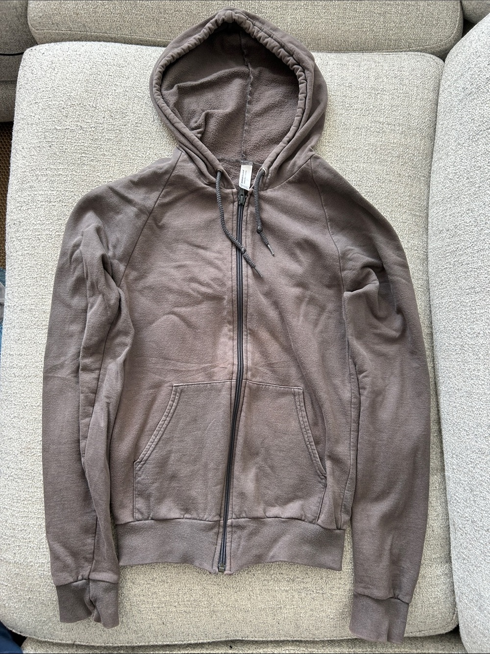 American Apparel Grey Full-Zip Hooded Jacket Cotton 100%
